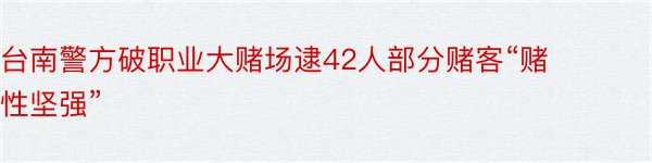 台南警方破职业大赌场逮42人部分赌客“赌性坚强”